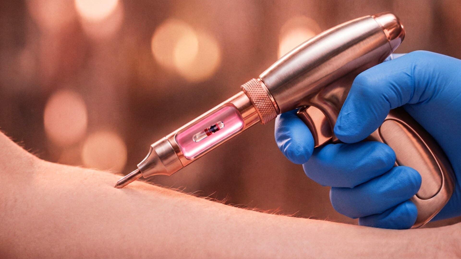 A certified Love Practitioner places the chip with the rosé applicator